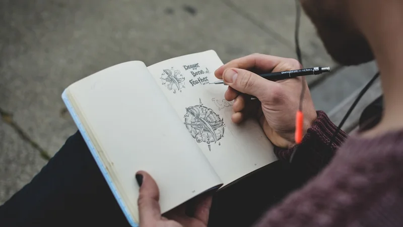 Nahaufnahme eines aufgeschlagenen Tagebuchs mit einer handgeschriebenen Zeile und einem guten Stift daneben, Persönlichkeitsentwicklung als Gewohnheit