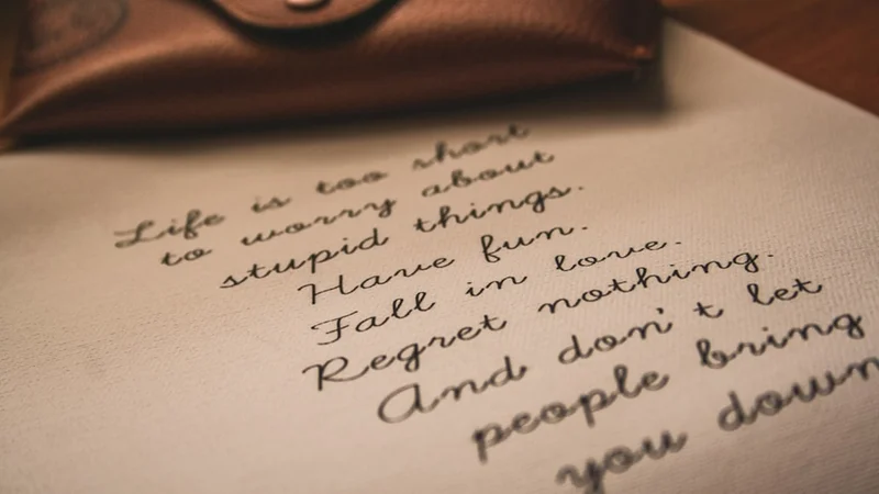 A person sitting at a desk looking at a completed checklist with a distant expression, warm natural lighting
