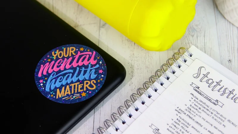 person reviewing a health journal and supplement tracker at a desk