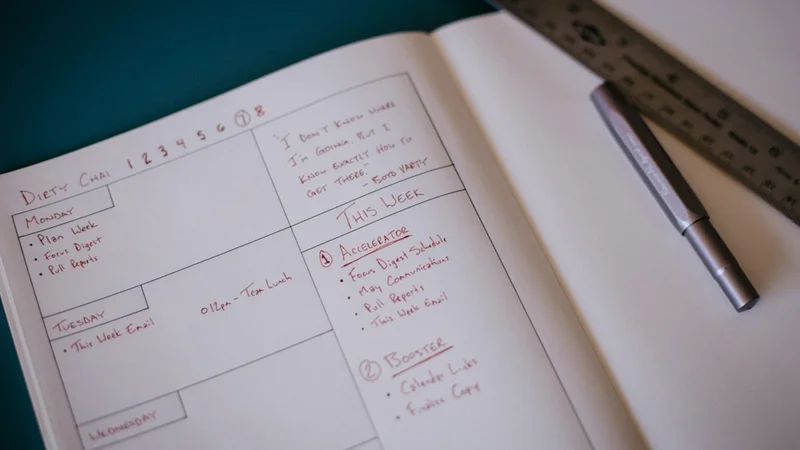 Open journal with handwritten lists on two pages, one labeled "what I can affect" and one labeled "what I can't," representing the control audit practice