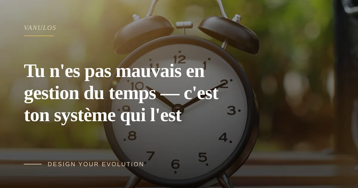 Tu n'es pas mauvais en gestion du temps — c'est ton système qui l'est