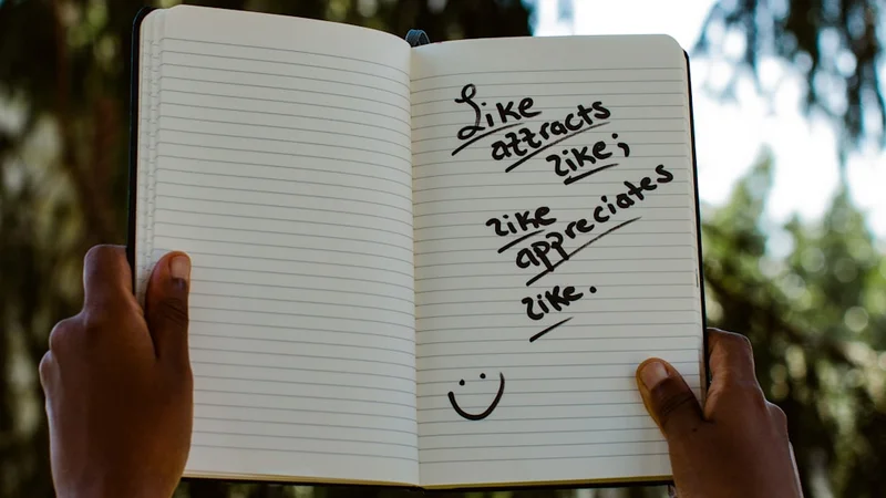 Gros plan d'une page de journal avec la phrase « Qu'est-ce qui pourrait d'autre expliquer ceci — en supposant que cela n'a rien à voir avec moi ? » écrite clairement au stylo, une tasse de café à côté sur un bureau en bois, lumière matinale